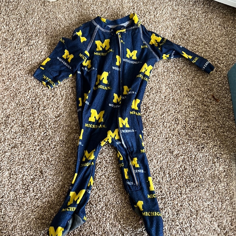 0-3 month University of Michigan U of M footie pajamas baby
